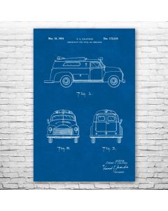 Retro Ambulance Patent Print Poster