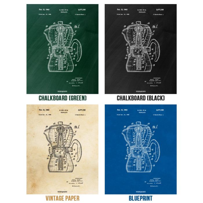 Blueprint Coffee Two Part Percolator Patent Poster Art: Canvas Prints,  Frames & Posters