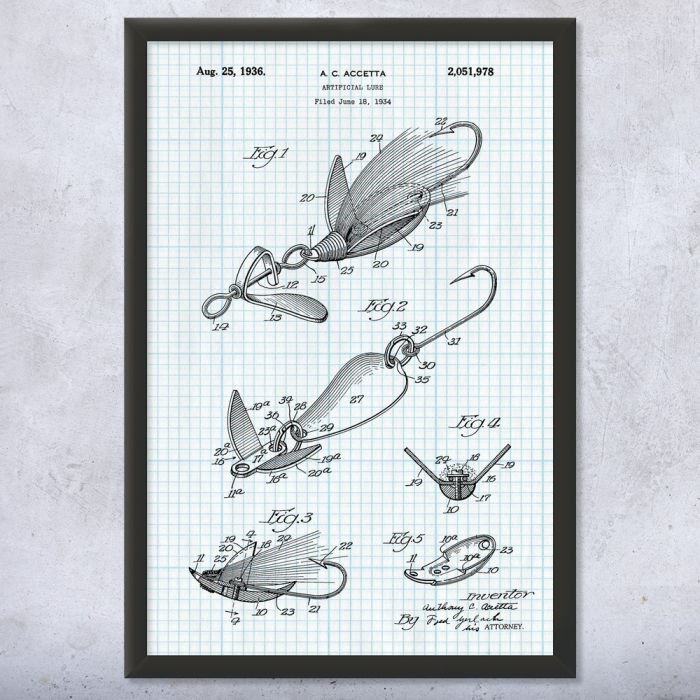  Antique Fly Fishing Lure US Patent Poster Art Print